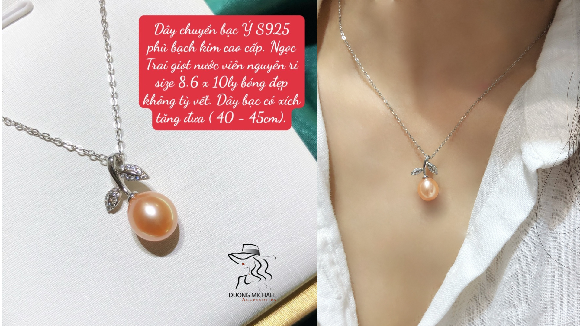 Dây chuyền ngọc trai màu ánh cam