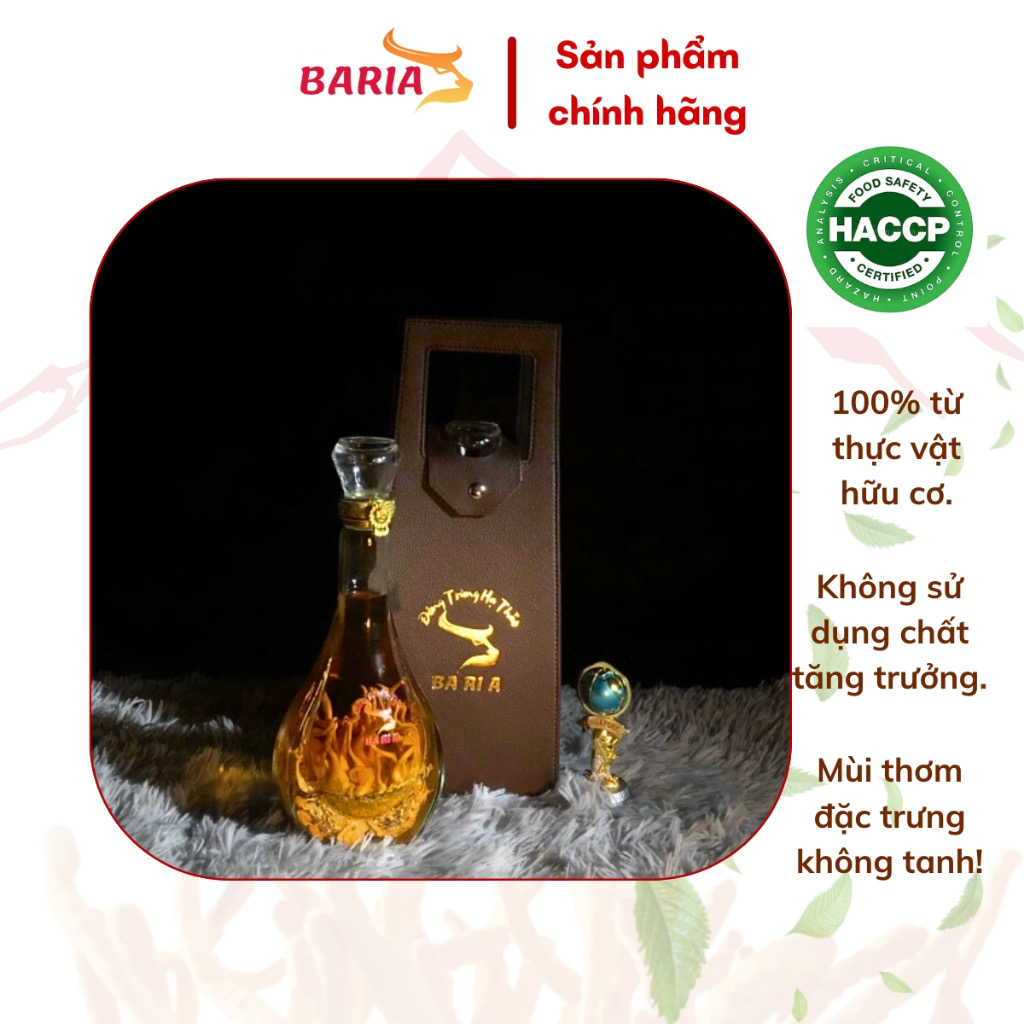 Rượu ngâm Đông trùng hạ thảo BARIA trồng sẵn trong chai 500ml