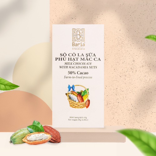 Sô cô la sữa phủ hạt mắc ca 65g