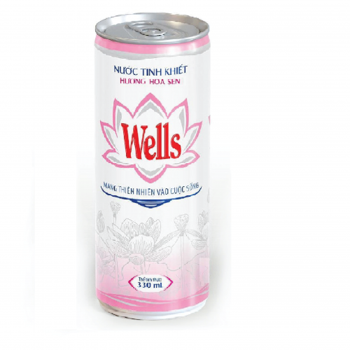 Nước tinh khiết Wells Hương Sen 330ml (24 lon/thùng)