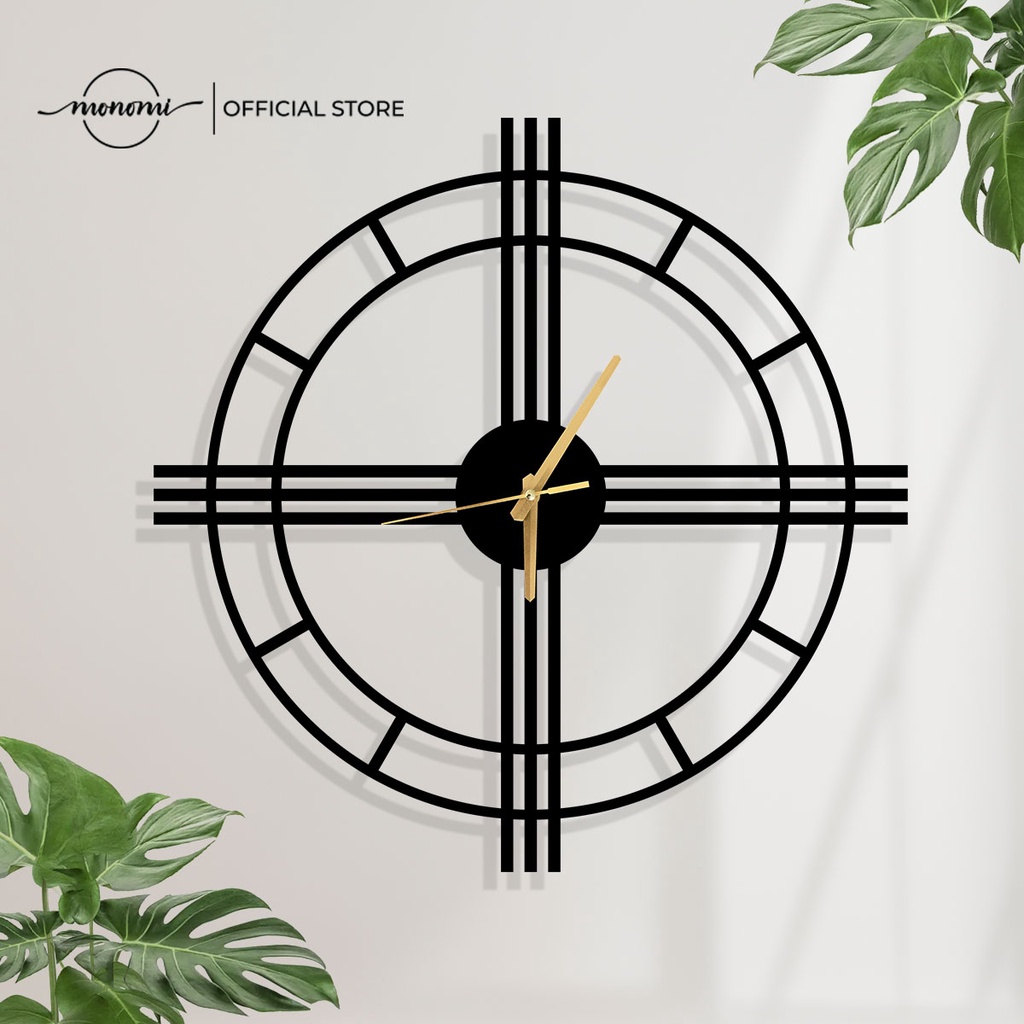 Đồng hồ CNC treo tường kim loại Retro Black, thiết kế tối giản cho phòng khách & văn phòng - Monomi C027 (50cm)