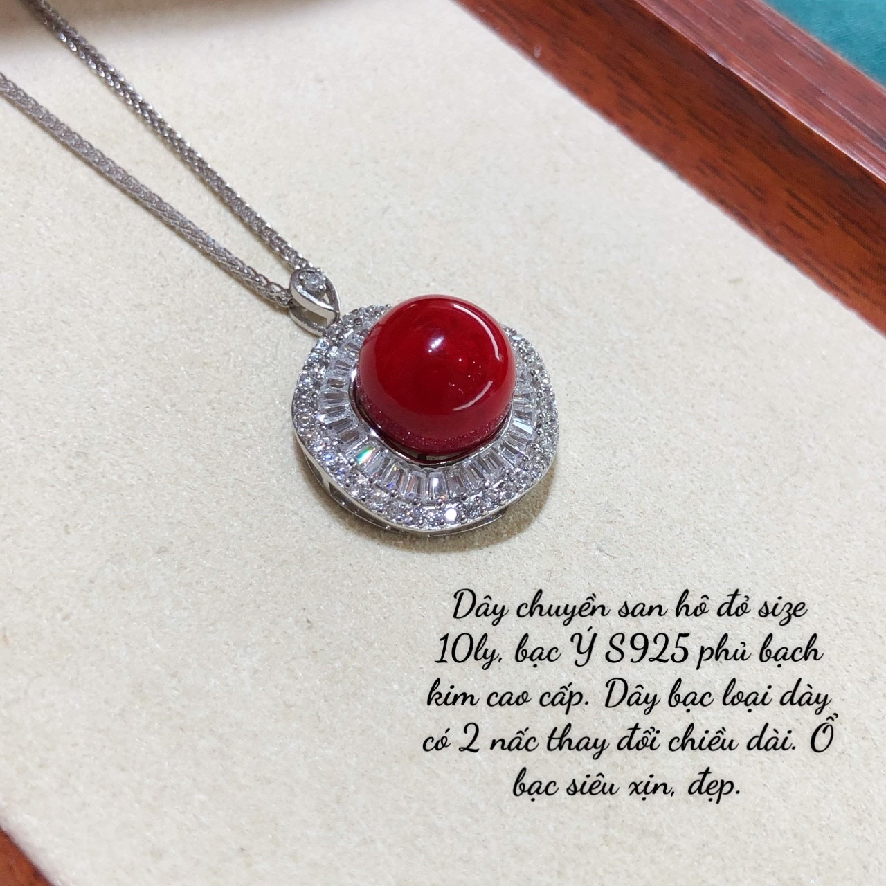 Dây chuyền san hô đỏ 10ly