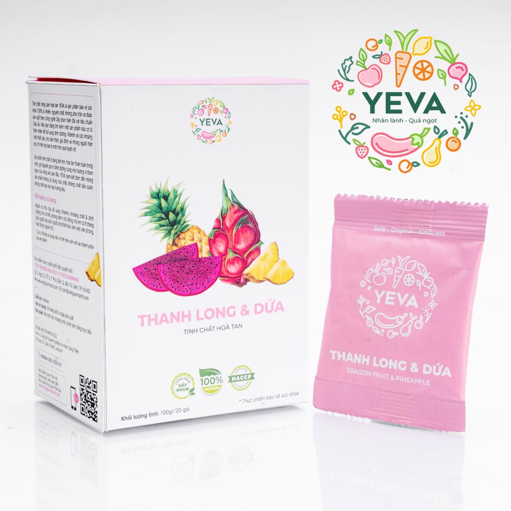 [Date xa] Tinh chất hòa tan - Thanh Long & Dứa YEVA hộp 20 gói